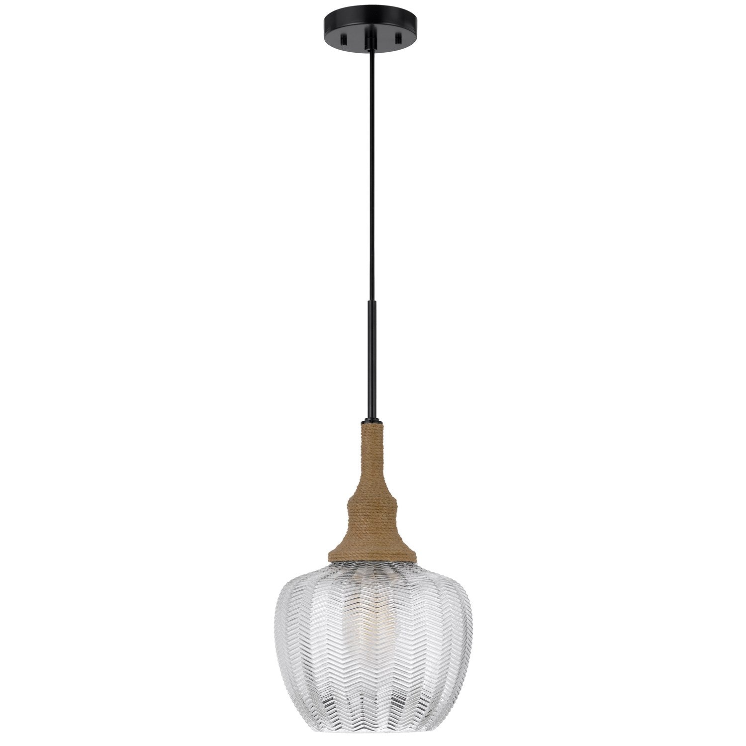 Monroe 60W Glass Pendant Light With Burlap Roped Font by CAL Lighting