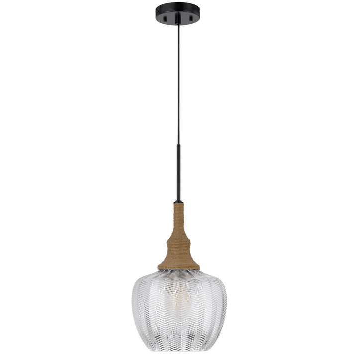 Monroe 60W Glass Pendant Light With Burlap Roped Font by CAL Lighting