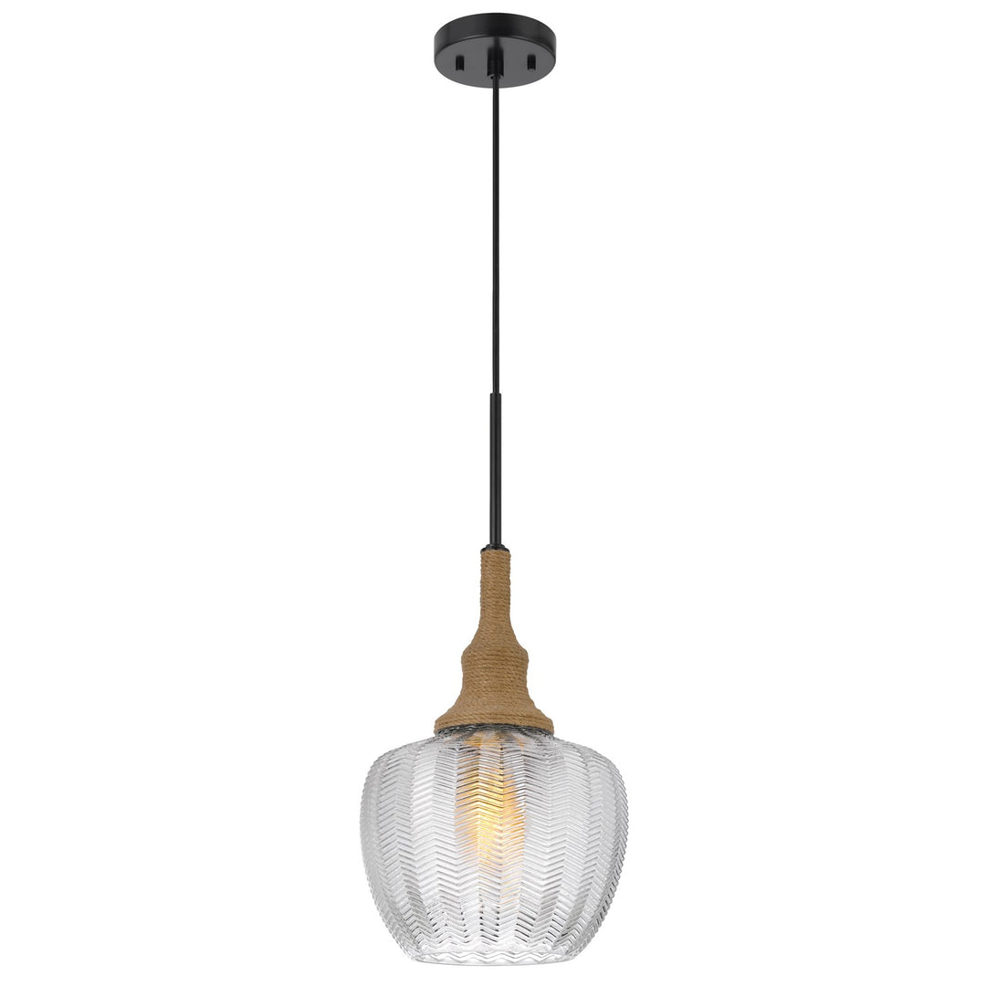 Monroe 60W Glass Pendant Light With Burlap Roped Font
