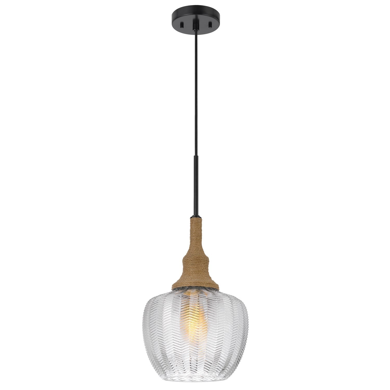Monroe 60W Glass Pendant Light With Burlap Roped Font