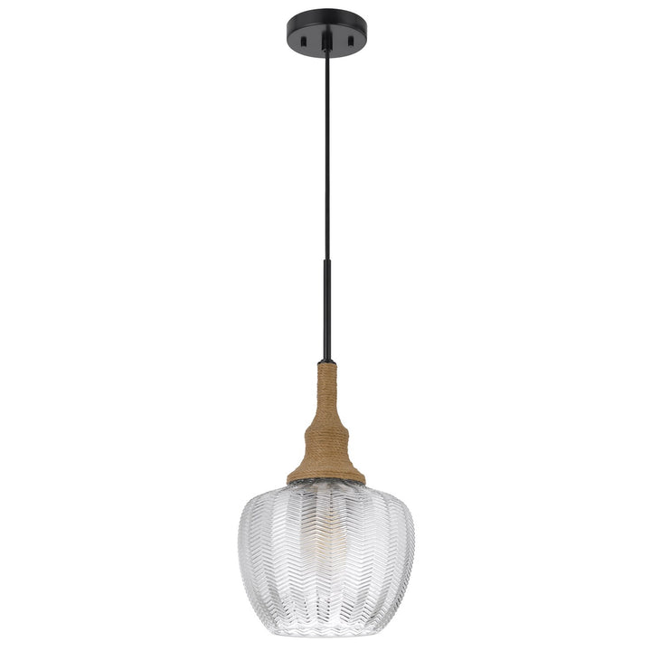 Monroe 60W Glass Pendant Light With Burlap Roped Font