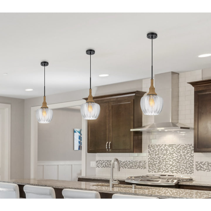Monroe 60W Glass Pendant Light With Burlap Roped Font