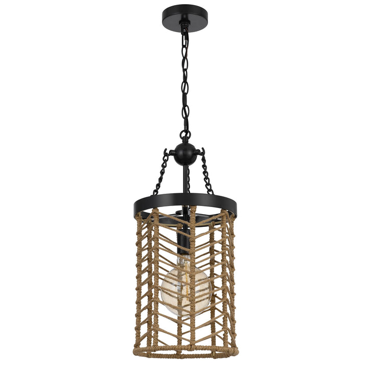 Lillington 60W Metal Pendant Light With Burlap Roped Cage by CAL Lighting