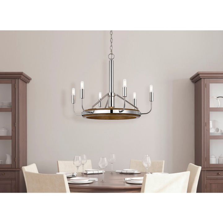 Saluda 60W X 6 Metal Chandelier And A Gu10 6W Led Downlight (Led Bulb Included)