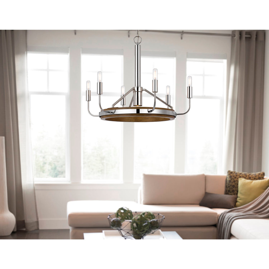 Saluda 60W X 6 Metal Chandelier And A Gu10 6W Led Downlight (Led Bulb Included)