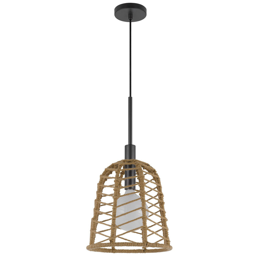 Parkton 60W Metal Pendant With Burlap Roped Shade by CAL Lighting