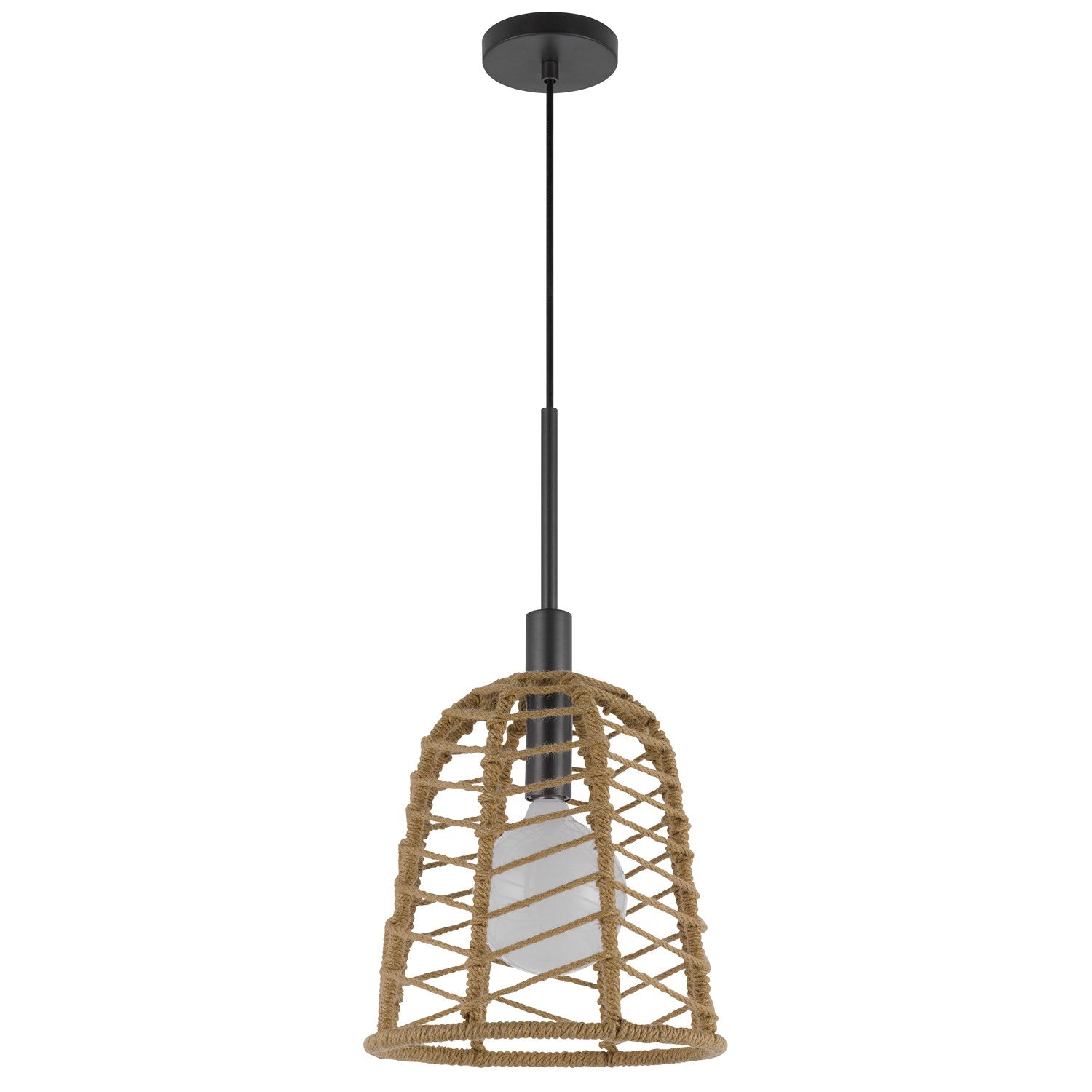 Parkton 60W Metal Pendant With Burlap Roped Shade by CAL Lighting