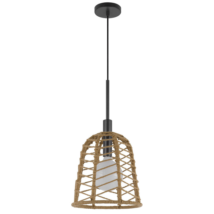 Parkton 60W Metal Pendant With Burlap Roped Shade by CAL Lighting