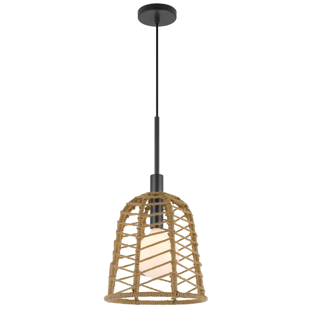 Parkton 60W Metal Pendant With Burlap Roped Shade