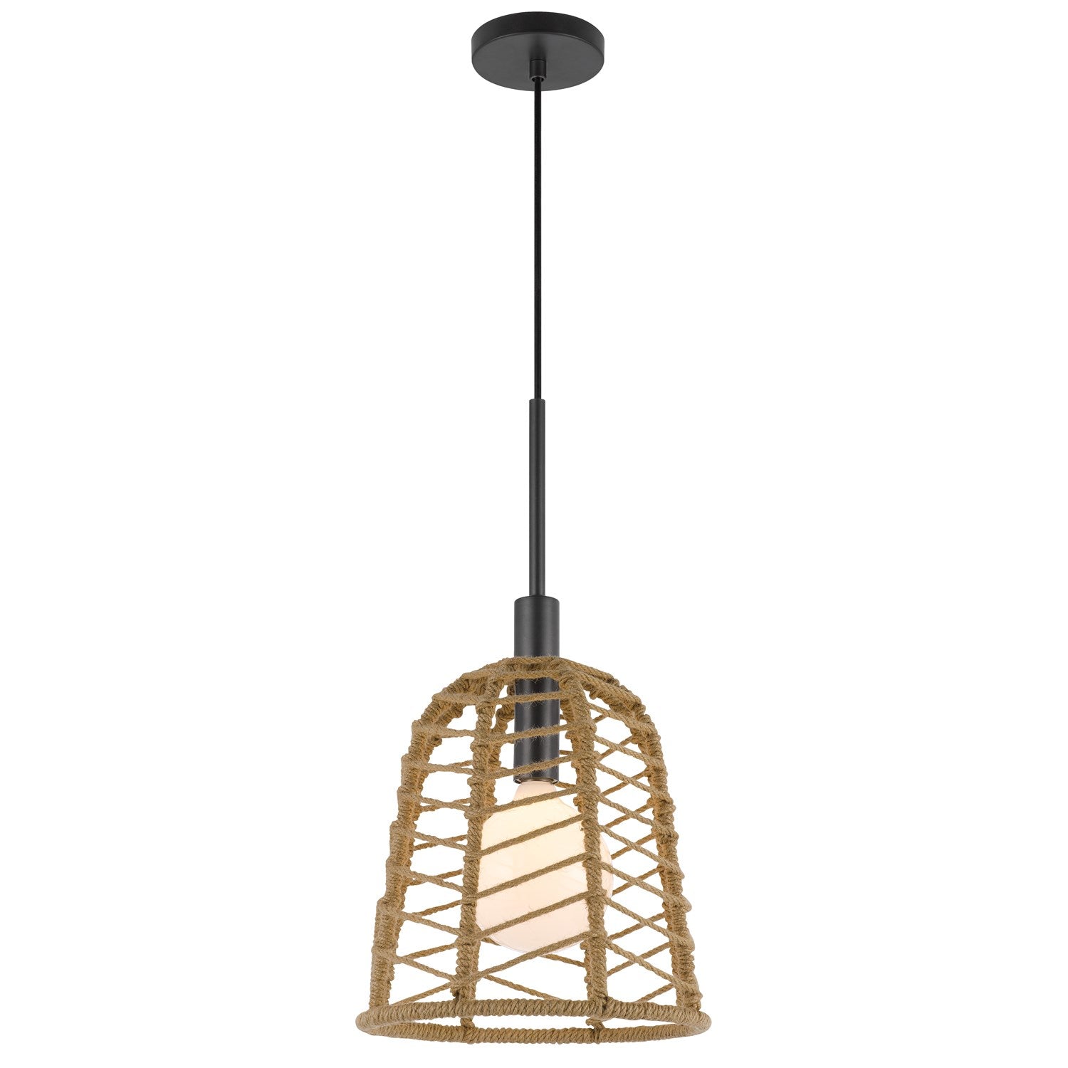 Parkton 60W Metal Pendant With Burlap Roped Shade