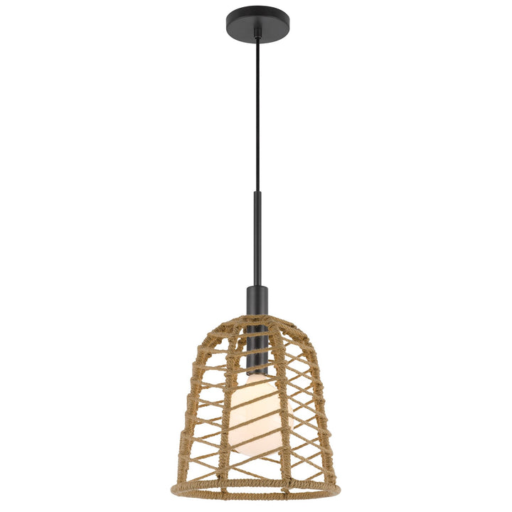 Parkton 60W Metal Pendant With Burlap Roped Shade