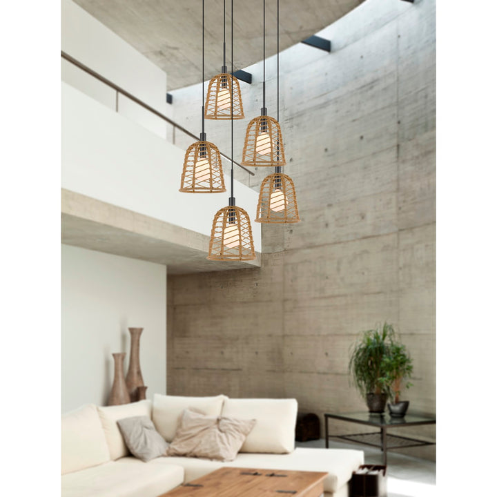 Parkton 60W Metal Pendant With Burlap Roped Shade