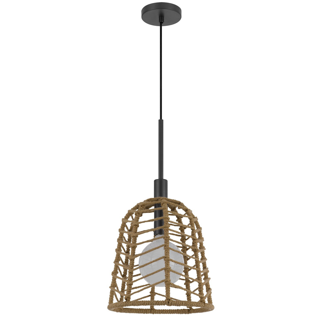Parkton 60W Metal Pendant With Burlap Roped Shade