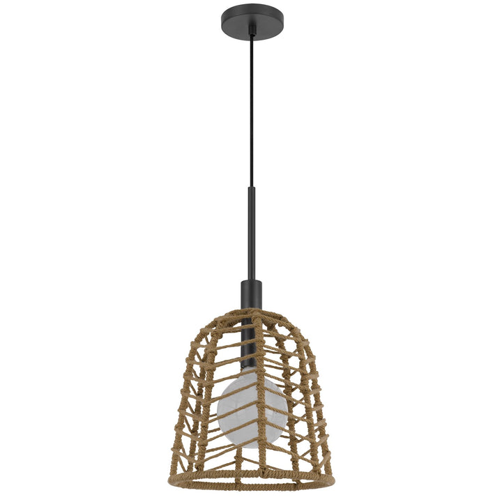 Parkton 60W Metal Pendant With Burlap Roped Shade