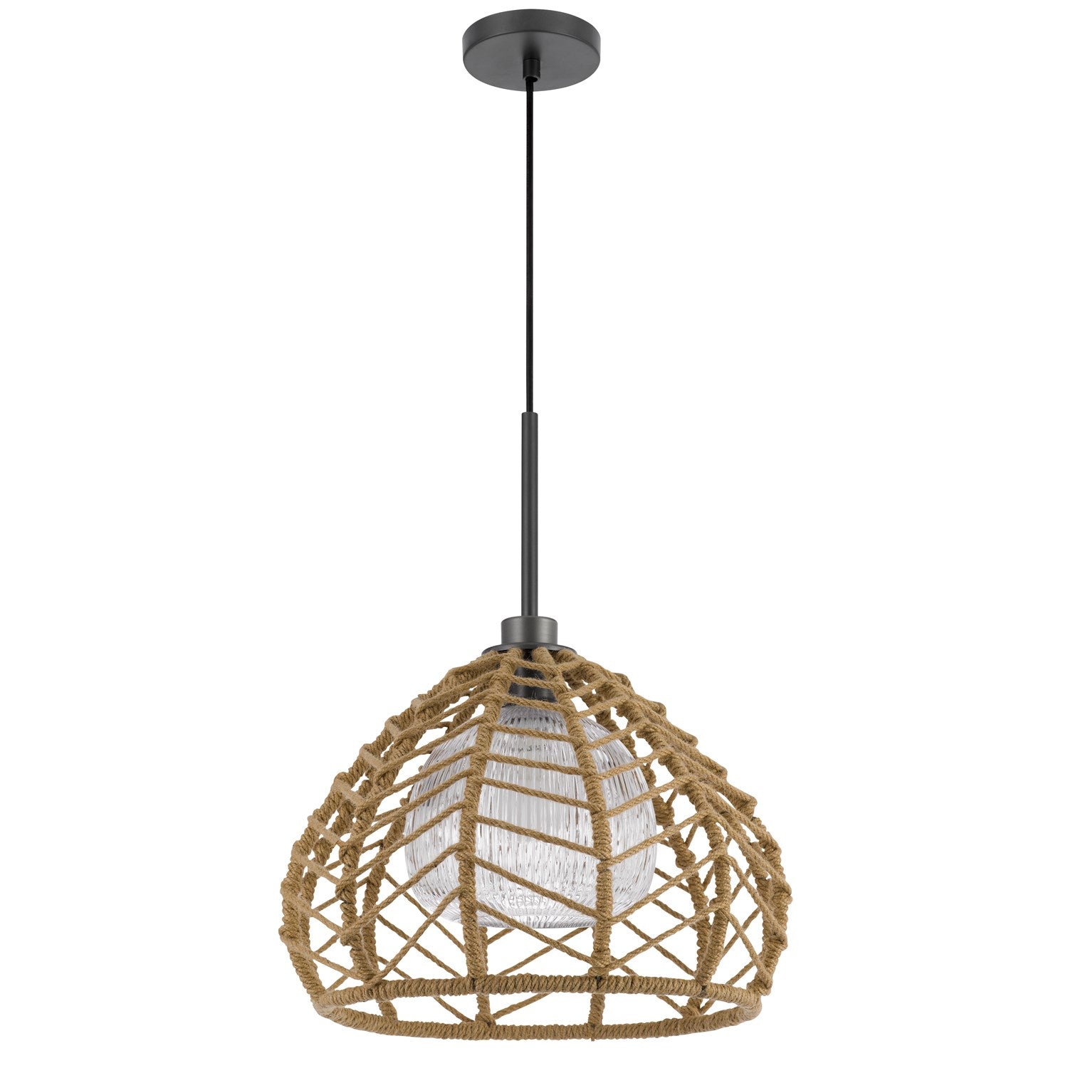 Dunn 60W Metal Pendant With Burlap Roped Shade by CAL Lighting