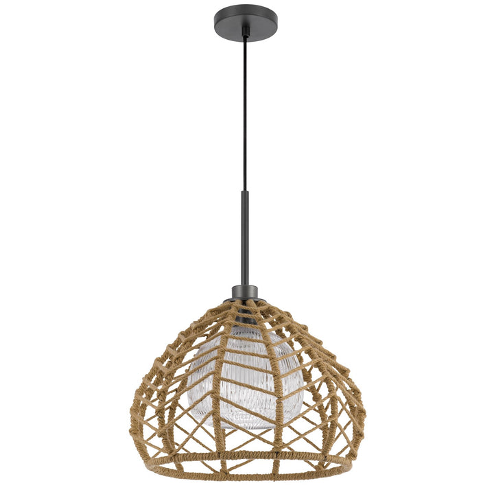 Dunn 60W Metal Pendant With Burlap Roped Shade by CAL Lighting