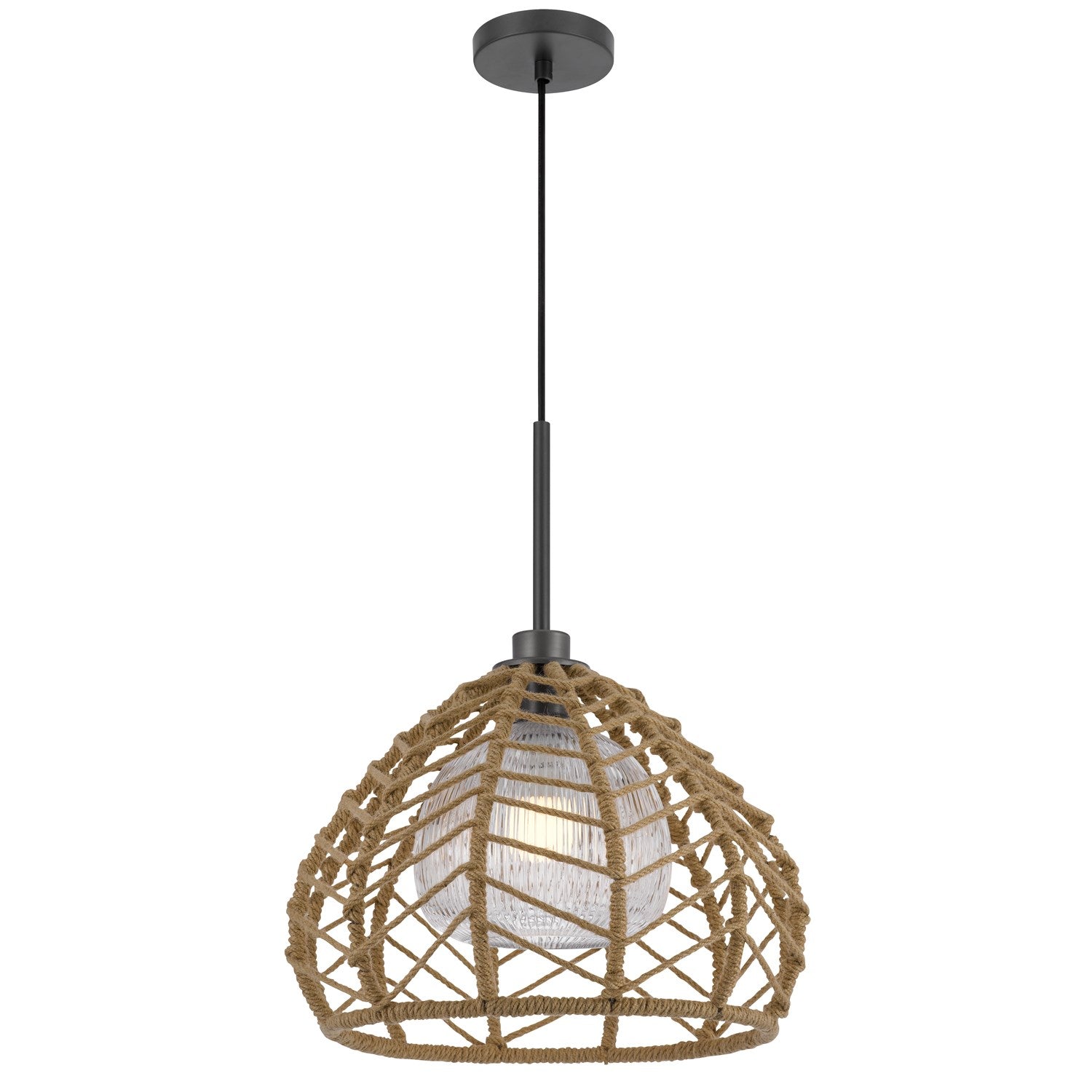 Dunn 60W Metal Pendant With Burlap Roped Shade