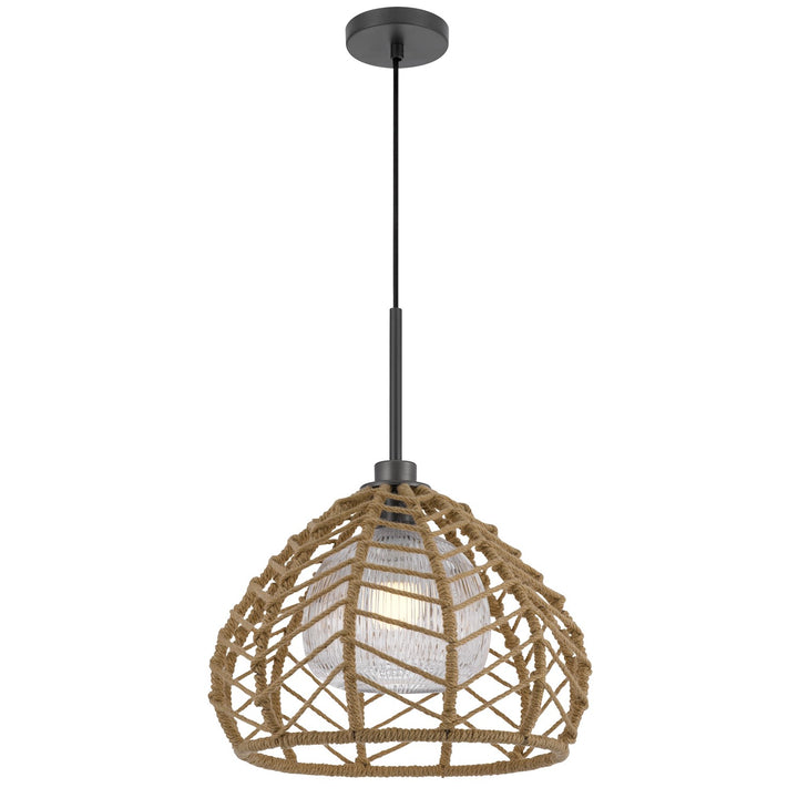 Dunn 60W Metal Pendant With Burlap Roped Shade