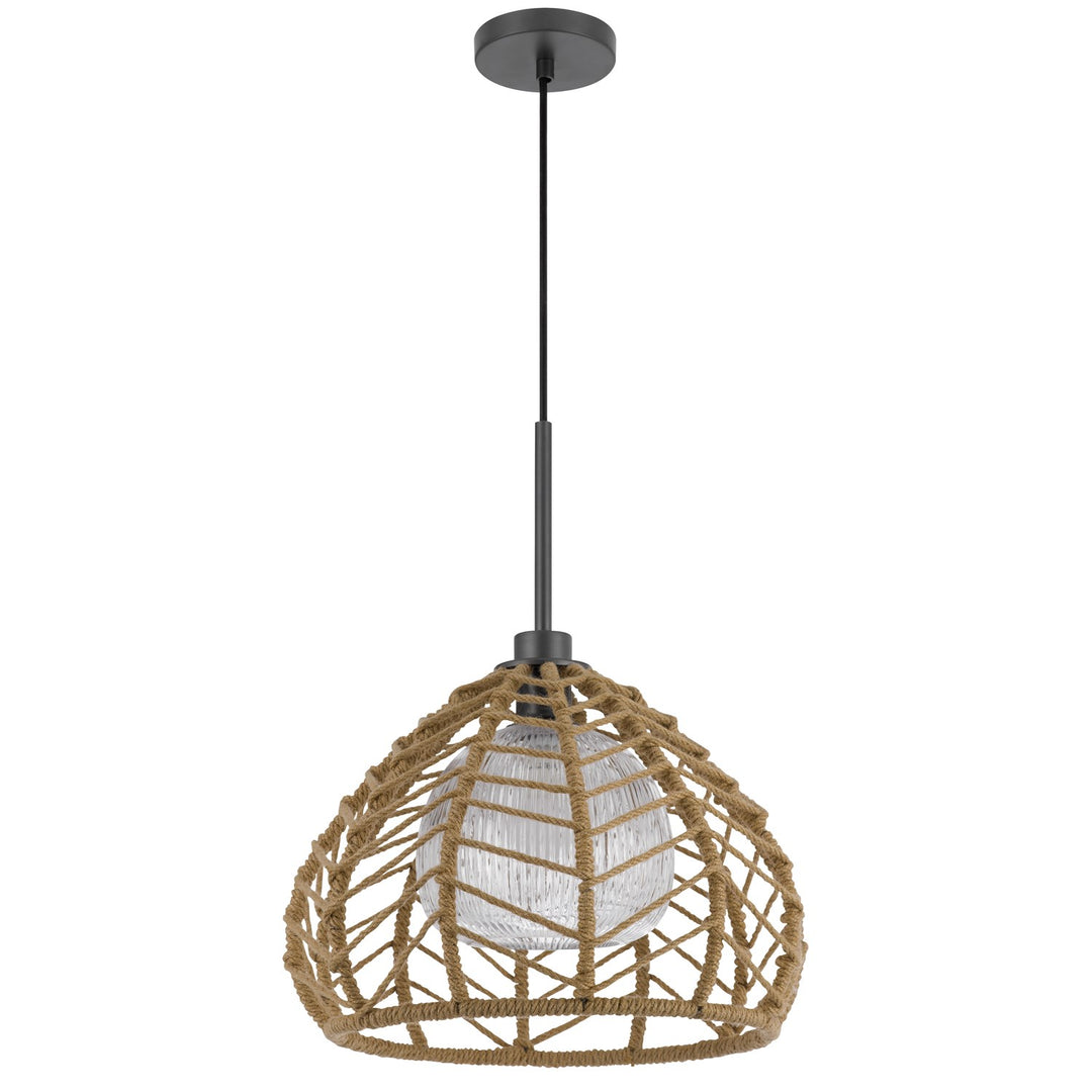 Dunn 60W Metal Pendant With Burlap Roped Shade