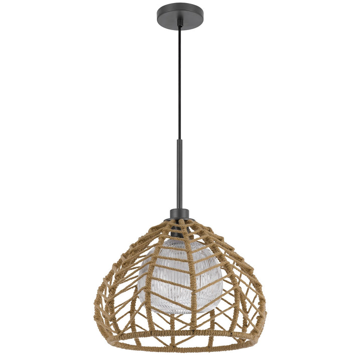 Dunn 60W Metal Pendant With Burlap Roped Shade