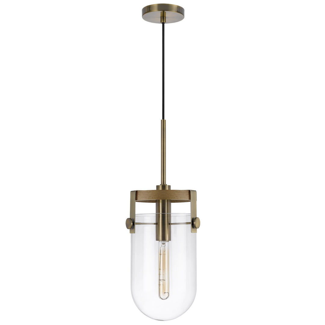 Stovall 60W Metal/Glass/Birch Wood Pendant Light by CAL Lighting
