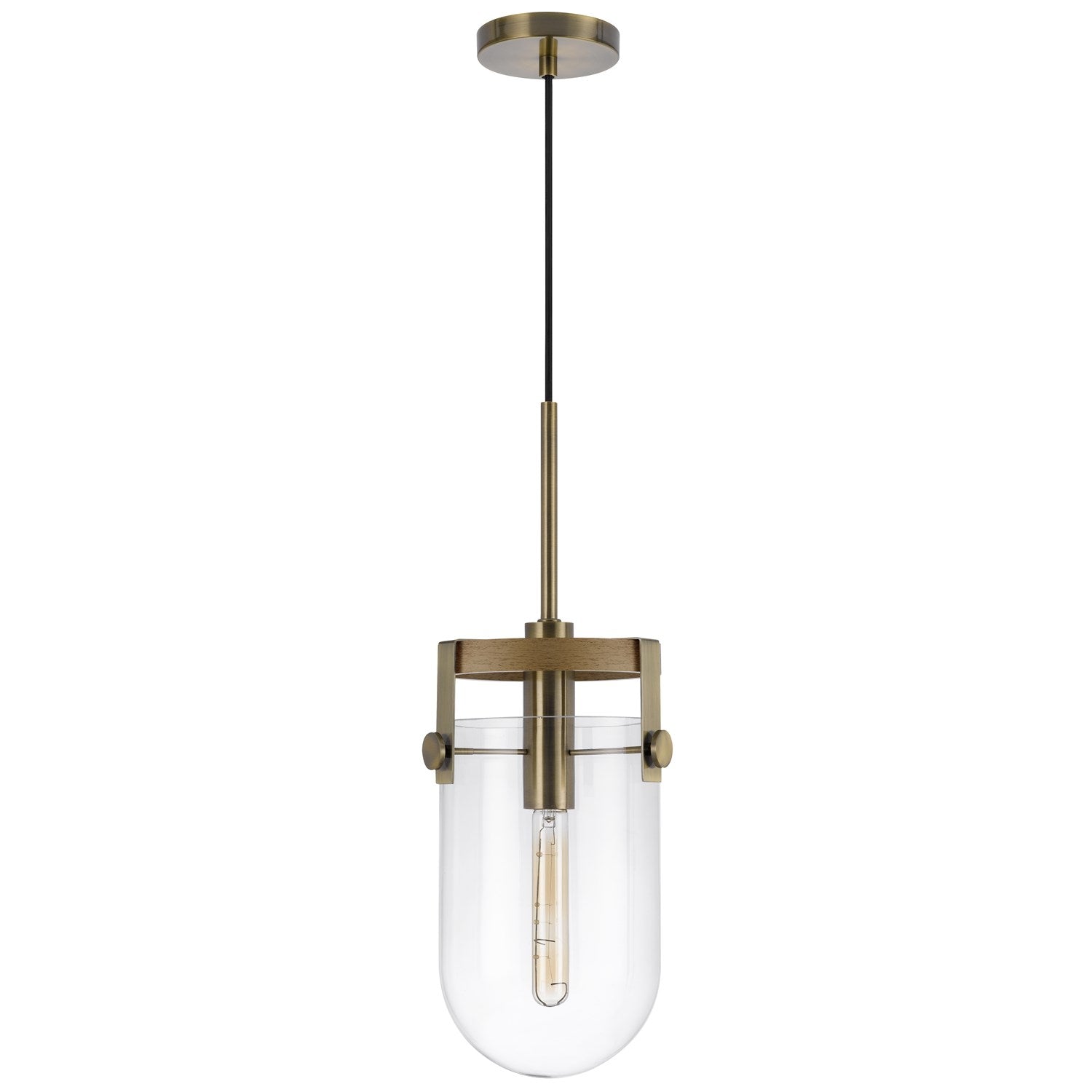 Stovall 60W Metal/Glass/Birch Wood Pendant Light by CAL Lighting