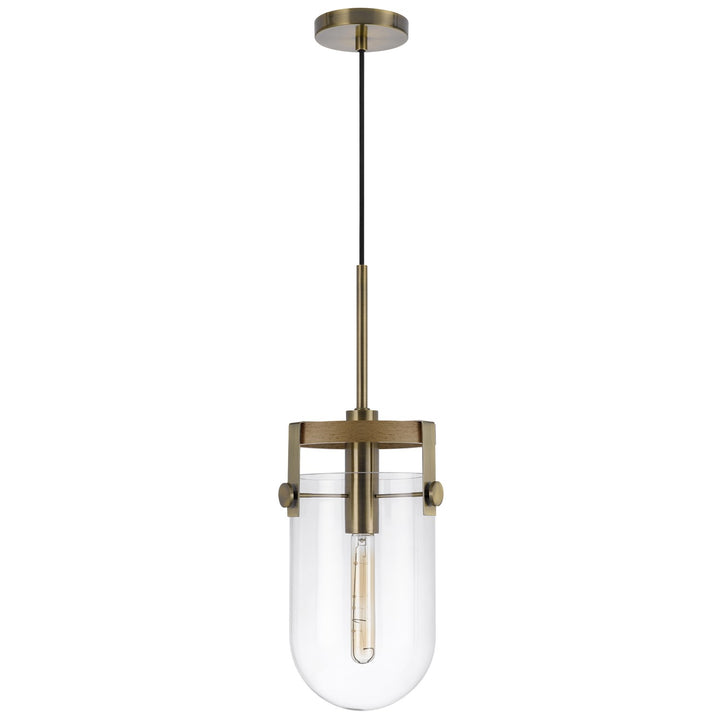 Stovall 60W Metal/Glass/Birch Wood Pendant Light by CAL Lighting
