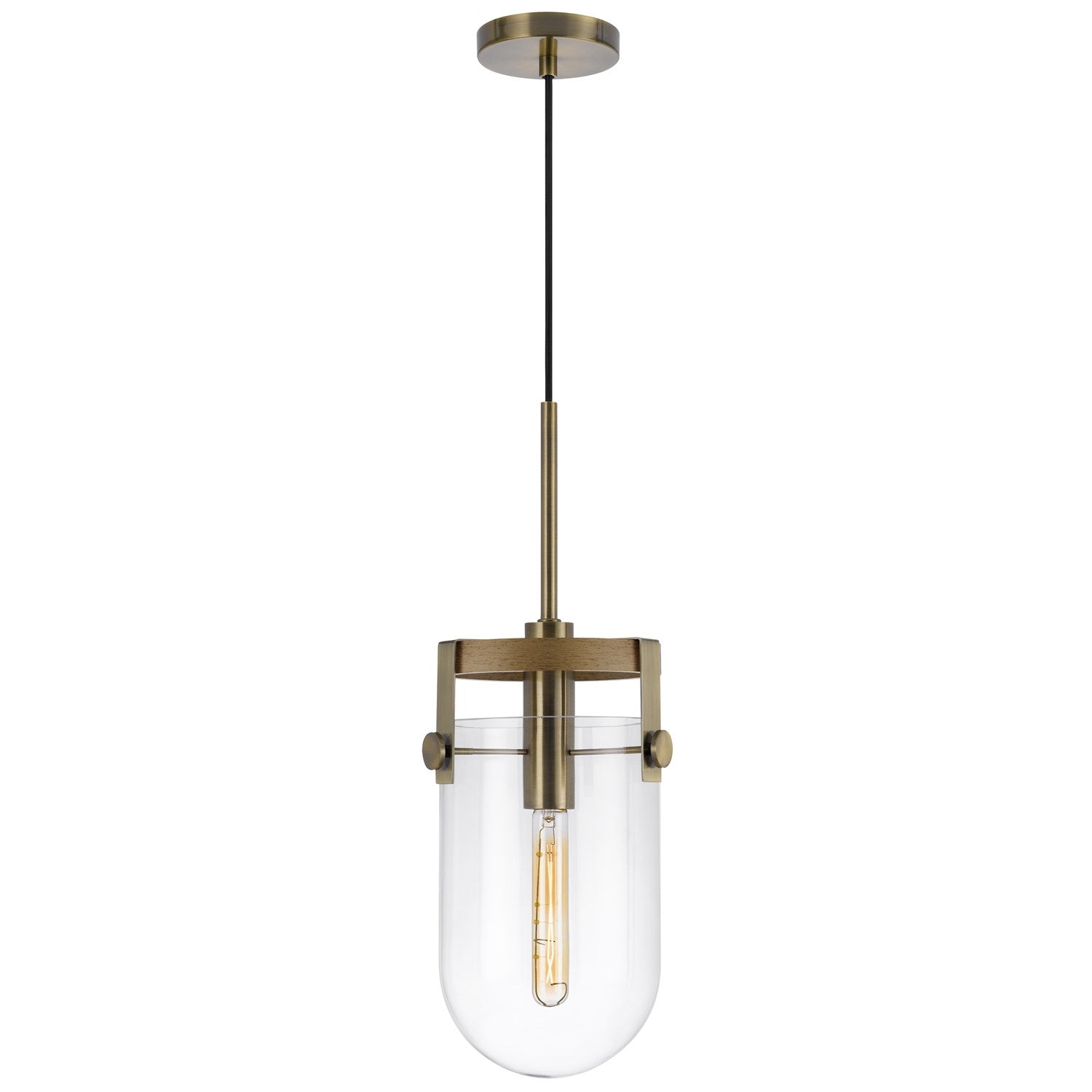 Stovall 60W Metal/Glass/Birch Wood Pendant Light