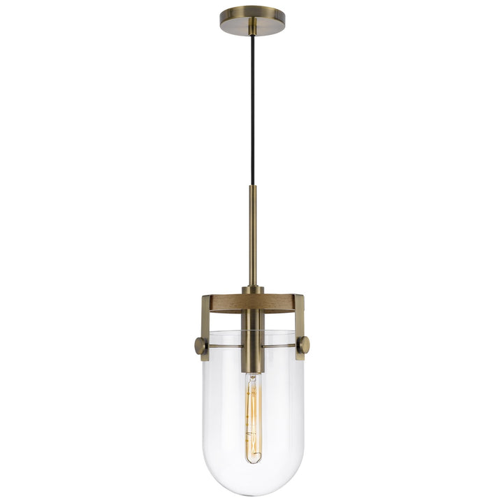 Stovall 60W Metal/Glass/Birch Wood Pendant Light
