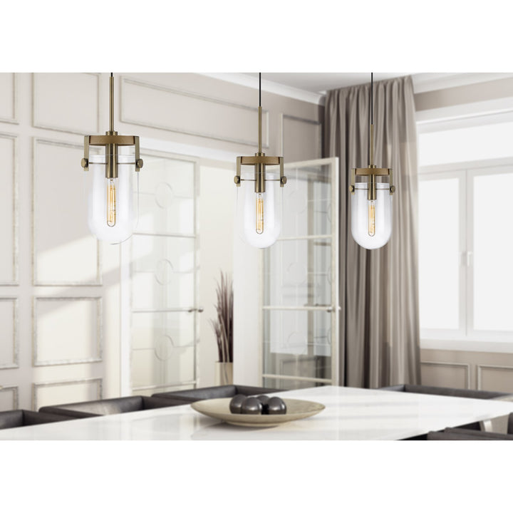 Stovall 60W Metal/Glass/Birch Wood Pendant Light
