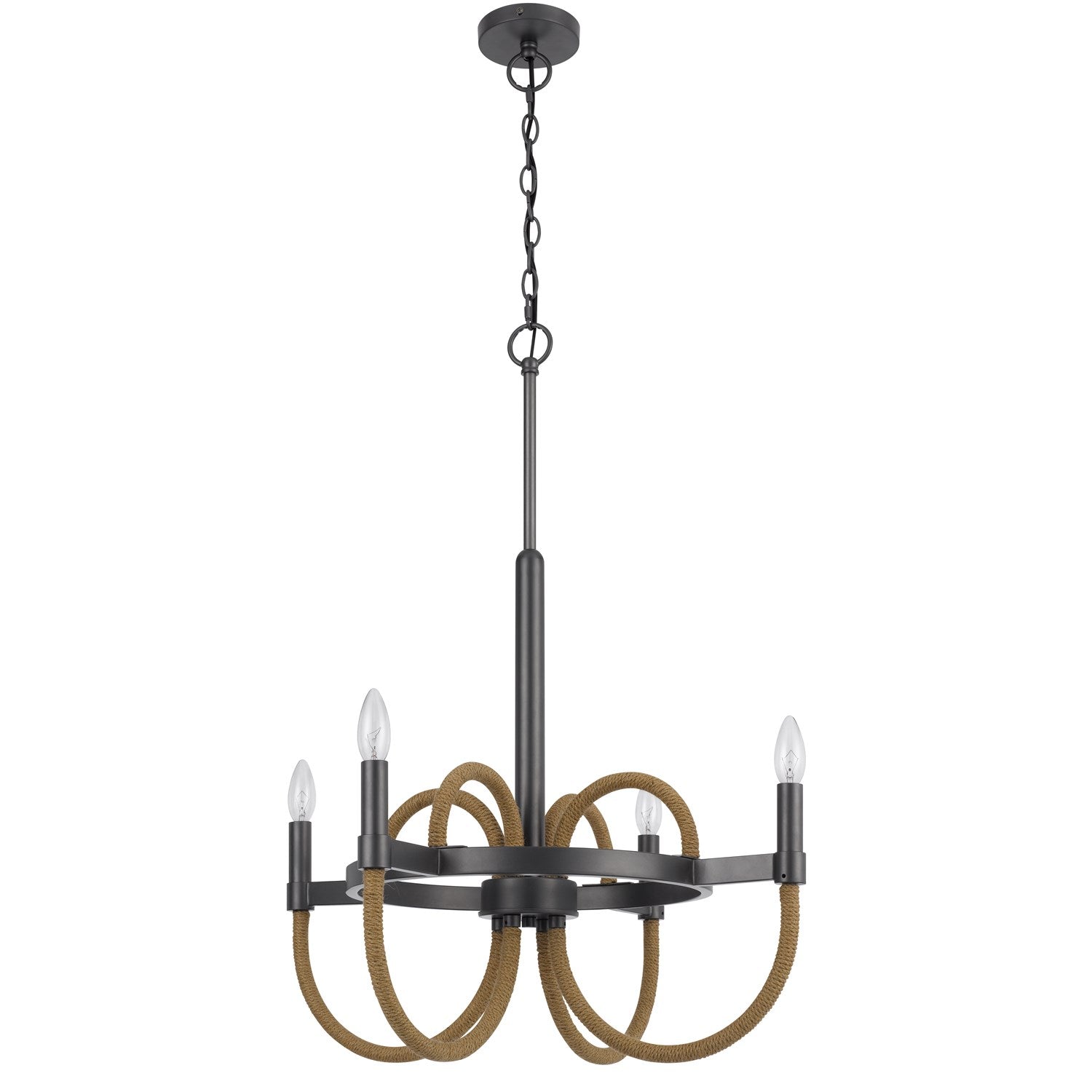 Rowland 60W X 4 Metal/Burlap Roped Chandelier by CAL Lighting