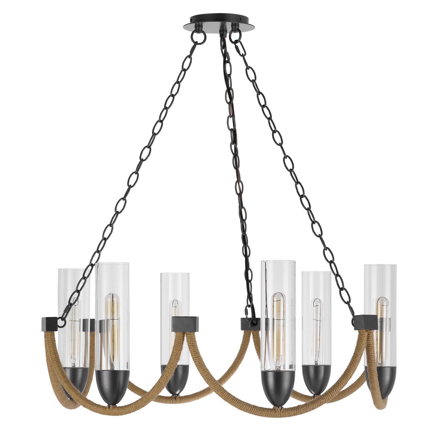 60W X 6 Argyle Metal Chandelier With Moss Rods And Glass Shades by CAL Lighting