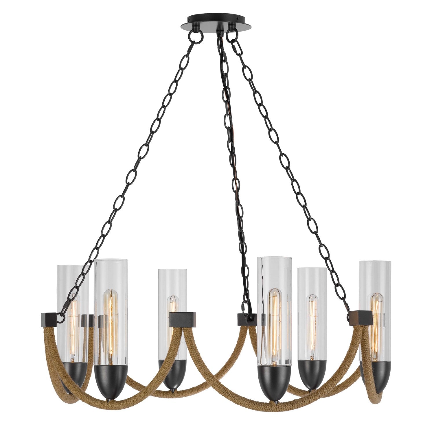 60W X 6 Argyle Metal Chandelier With Moss Rods And Glass Shades