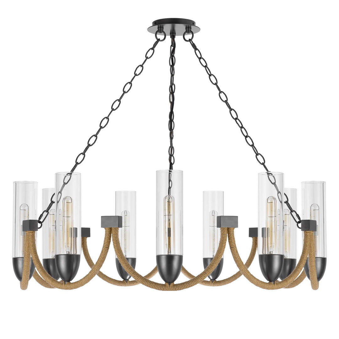 60W X 9 Argyle Metal Chandelier With Moss Rods And Glass Shades by CAL Lighting
