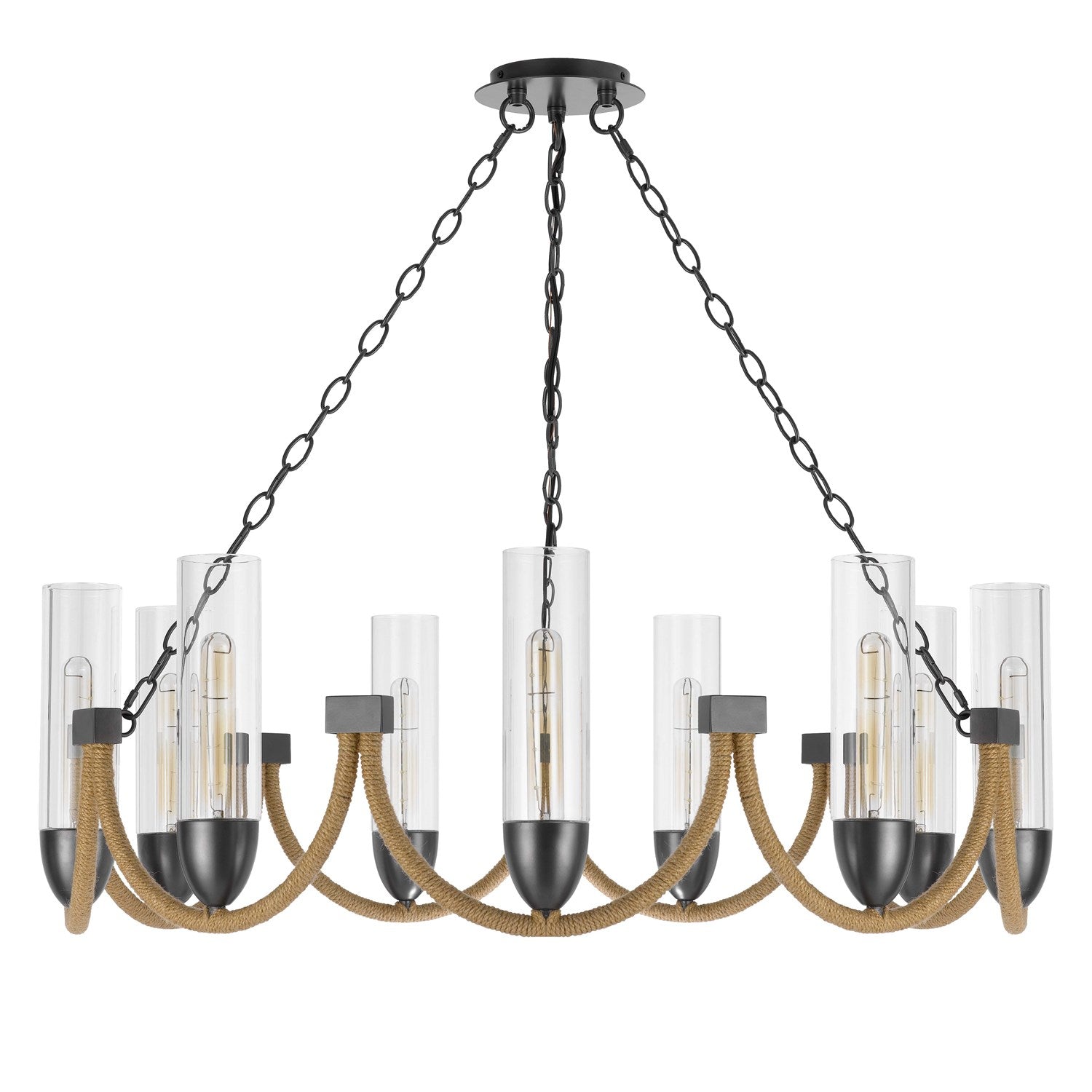 60W X 9 Argyle Metal Chandelier With Moss Rods And Glass Shades by CAL Lighting