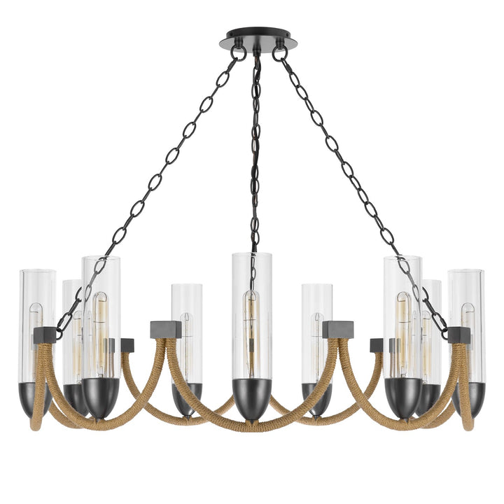 60W X 9 Argyle Metal Chandelier With Moss Rods And Glass Shades by CAL Lighting