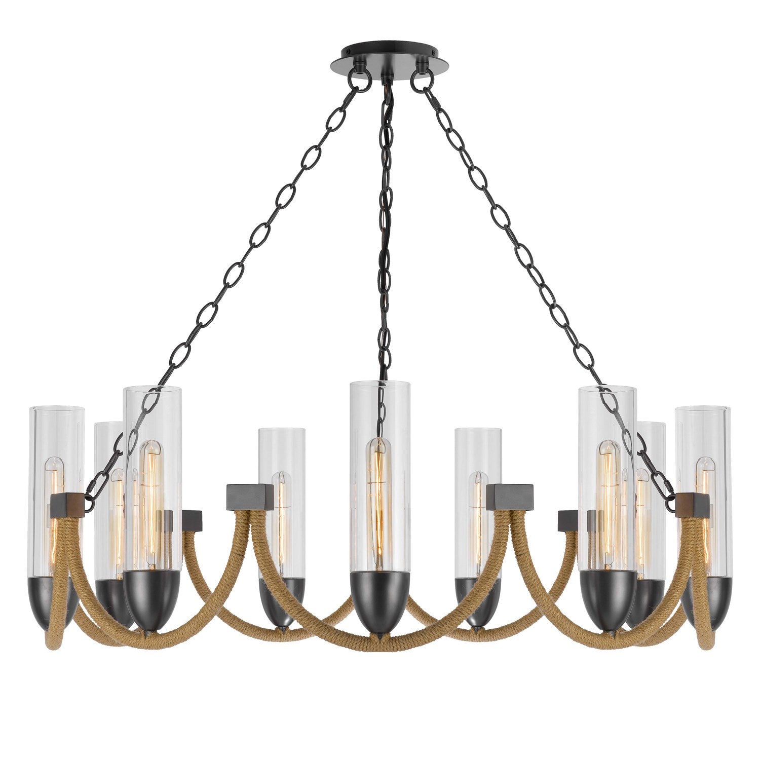 60W X 9 Argyle Metal Chandelier With Moss Rods And Glass Shades