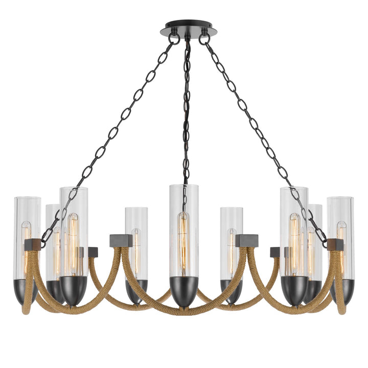 60W X 9 Argyle Metal Chandelier With Moss Rods And Glass Shades