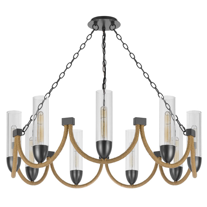 60W X 9 Argyle Metal Chandelier With Moss Rods And Glass Shades