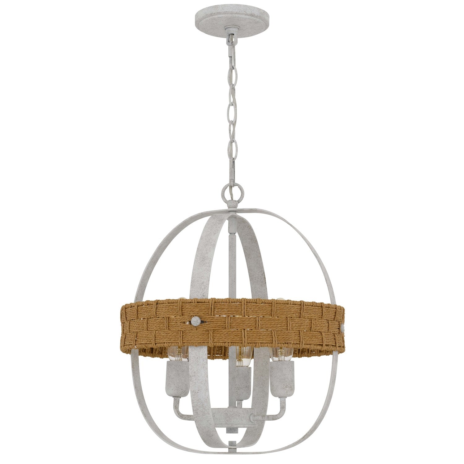 60W X 3 Barton Metal Chandelier With Rattan Design by CAL Lighting