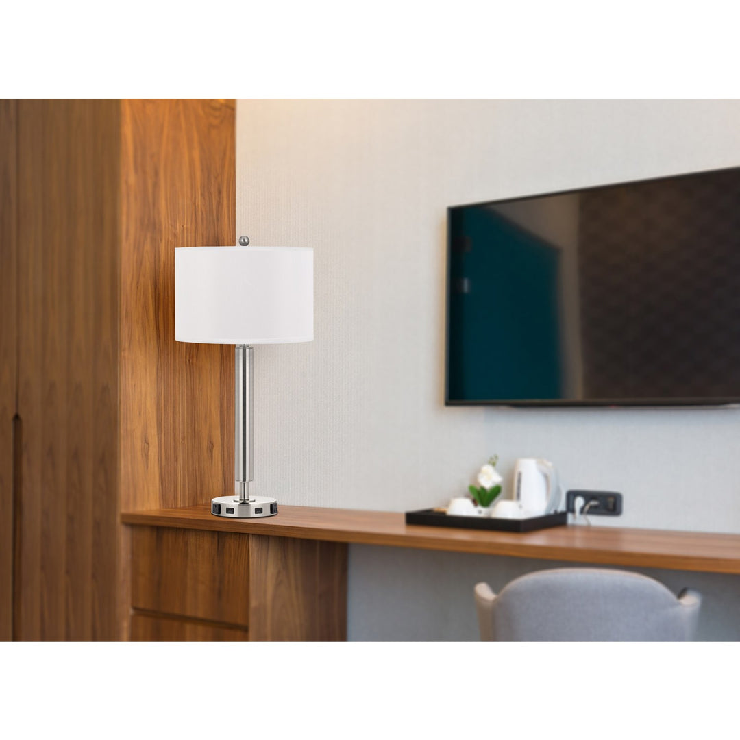 100W Metal Night Stand Lamp With 2 Usb And 2 Power Outlets