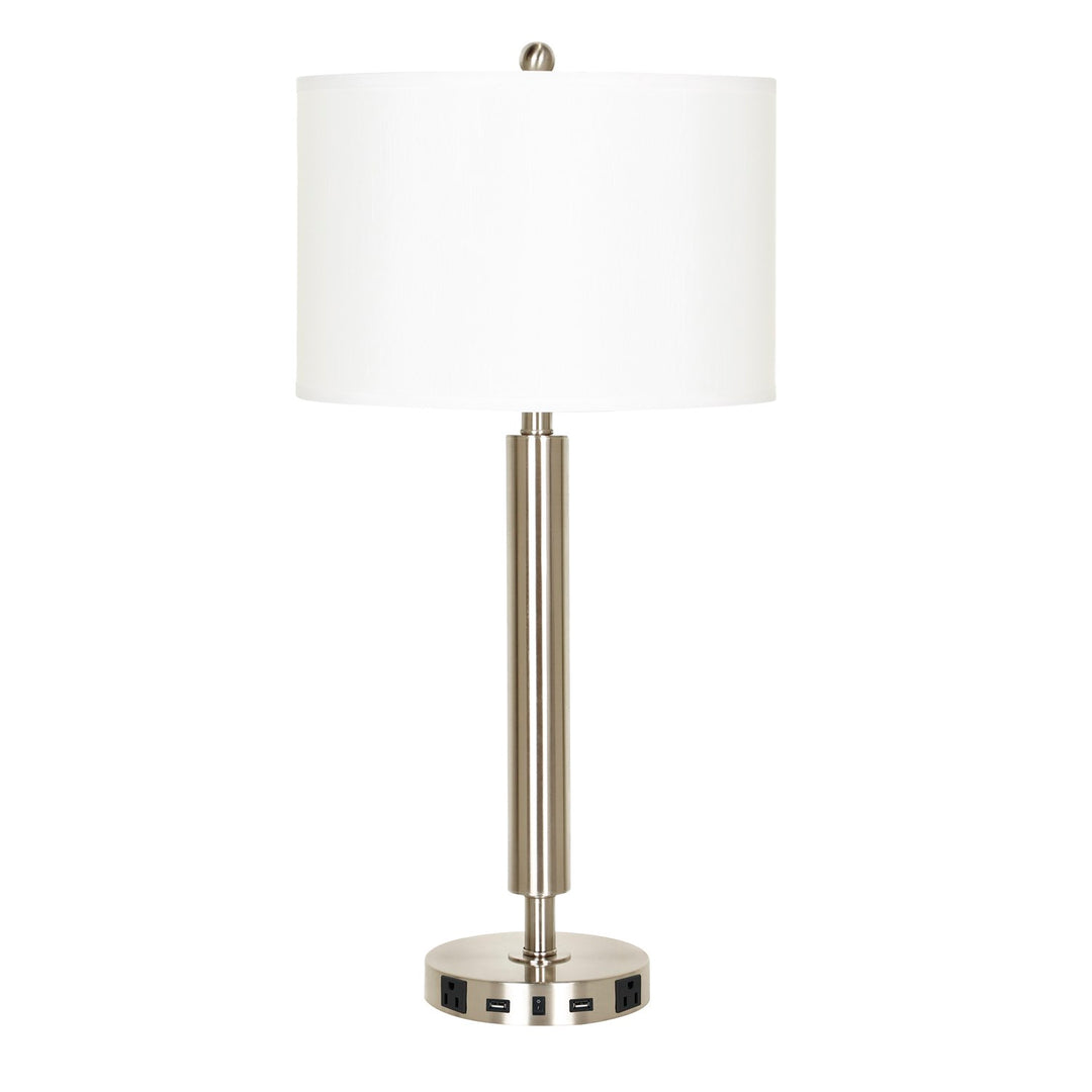100W Metal Night Stand Lamp With 2 Usb And 2 Power Outlets