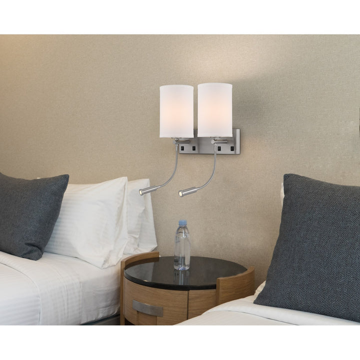 60W X 2 Lakewood Wall Lamp With Two 1W Intergrated Led Reading Lamps