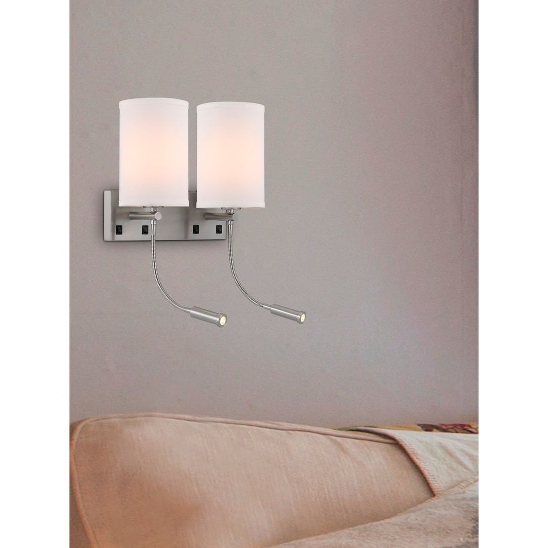 60W X 2 Lakewood Wall Lamp With Two 1W Intergrated Led Reading Lamps