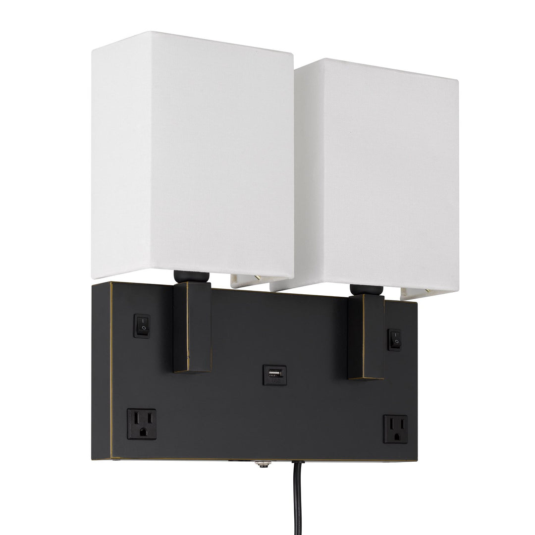 40W X 2 Oberlin Wall Lamp With 2 Power Outlets And 1 Usb Charging Port by CAL Lighting