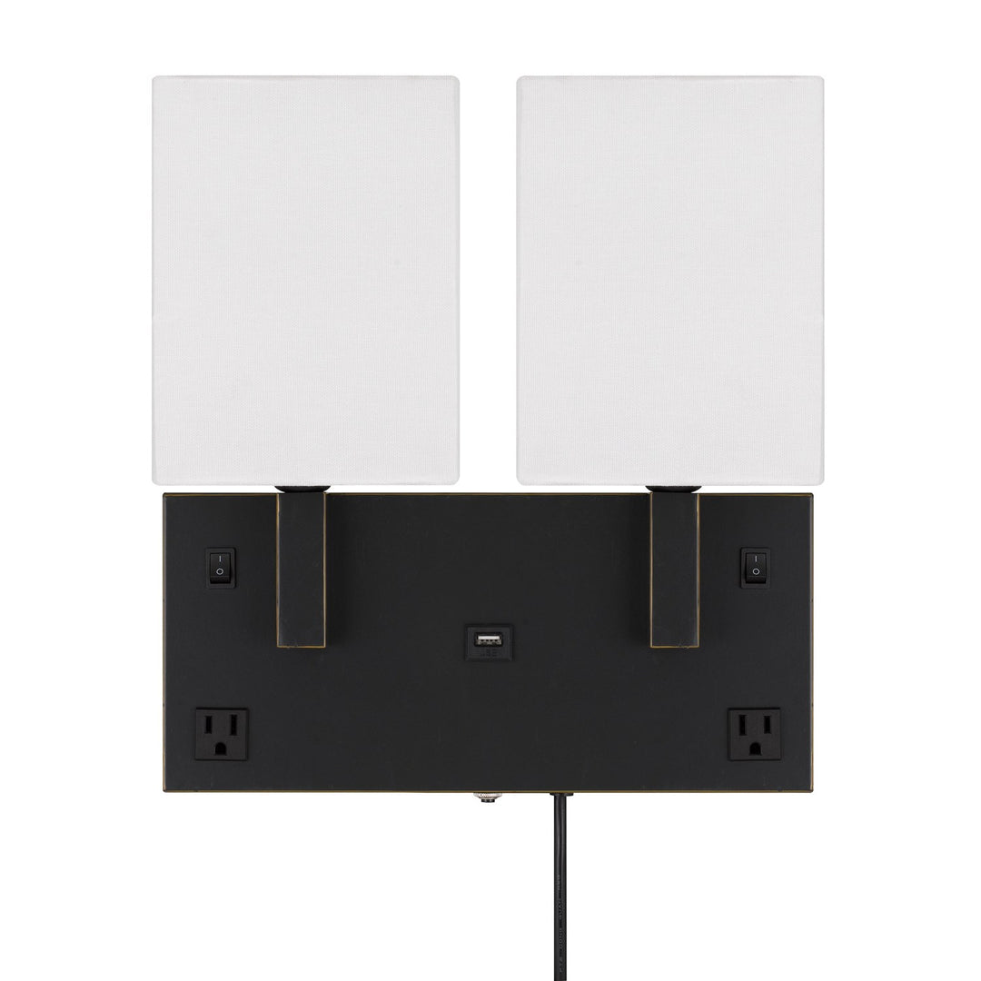 40W X 2 Oberlin Wall Lamp With 2 Power Outlets And 1 Usb Charging Port