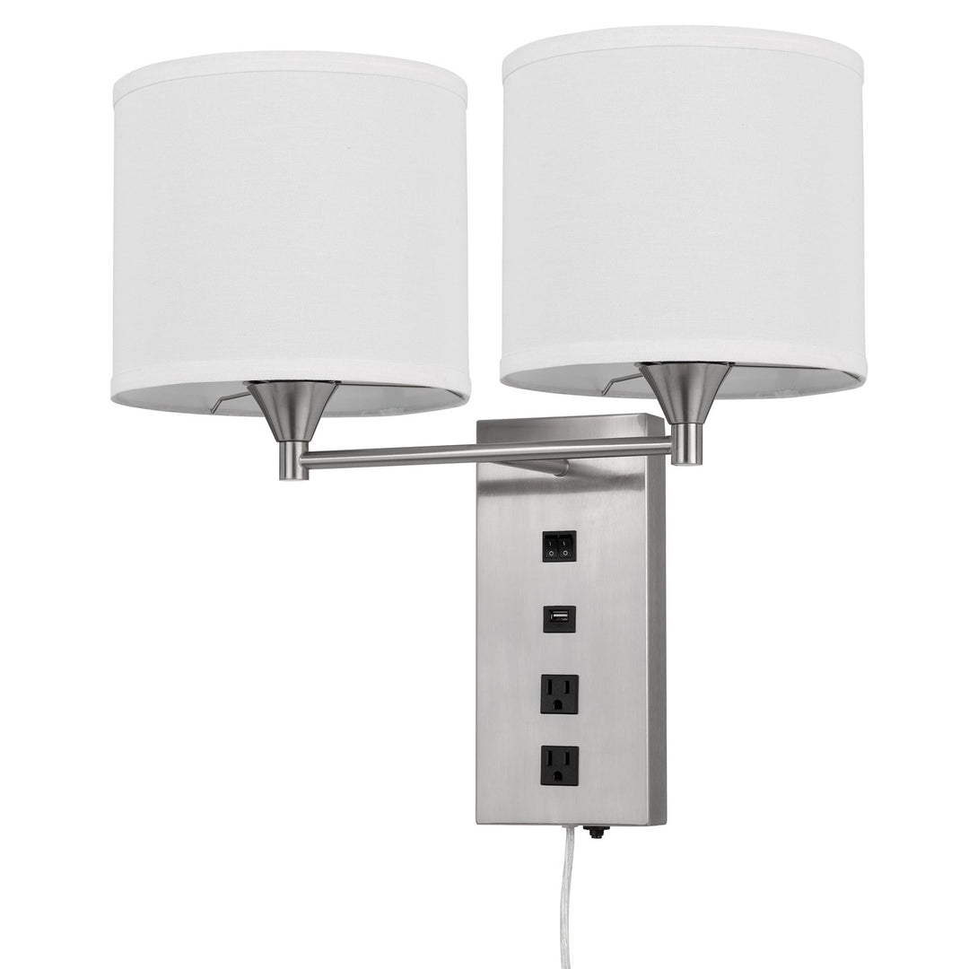 60W X 2 Reedsport Wall Lamp With 2 Power Outlets And 1 Usb Charging Port by CAL Lighting