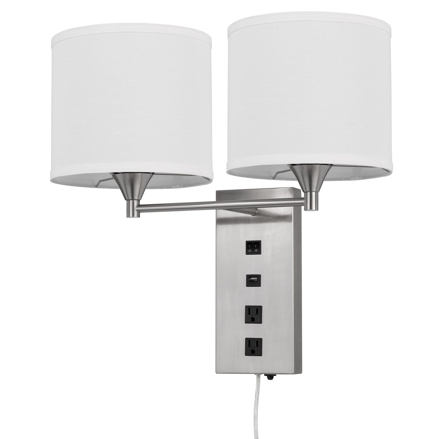 60W X 2 Reedsport Wall Lamp With 2 Power Outlets And 1 Usb Charging Port by CAL Lighting