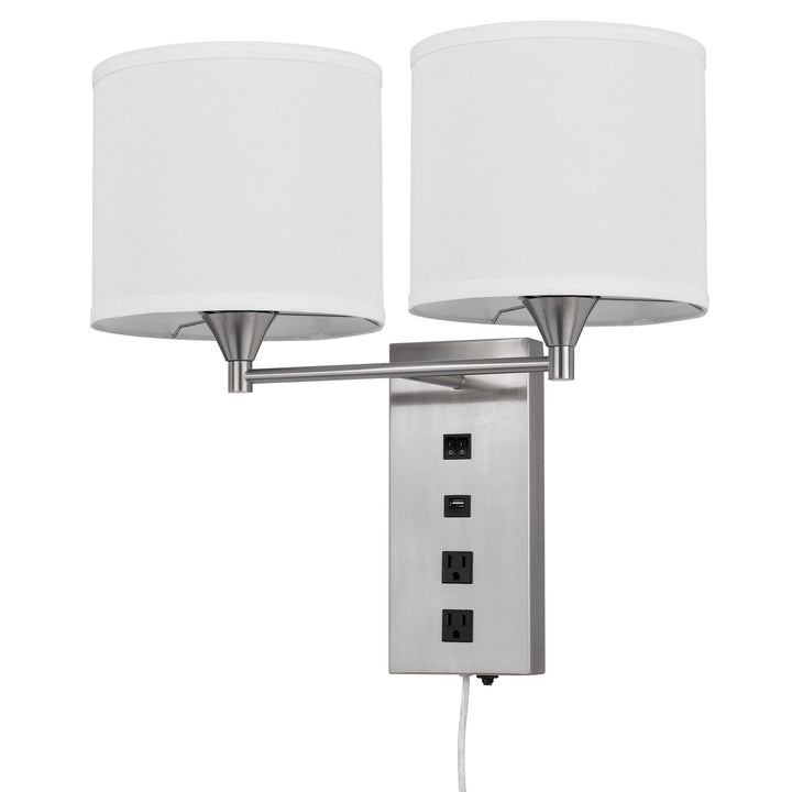 60W X 2 Reedsport Wall Lamp With 2 Power Outlets And 1 Usb Charging Port by CAL Lighting