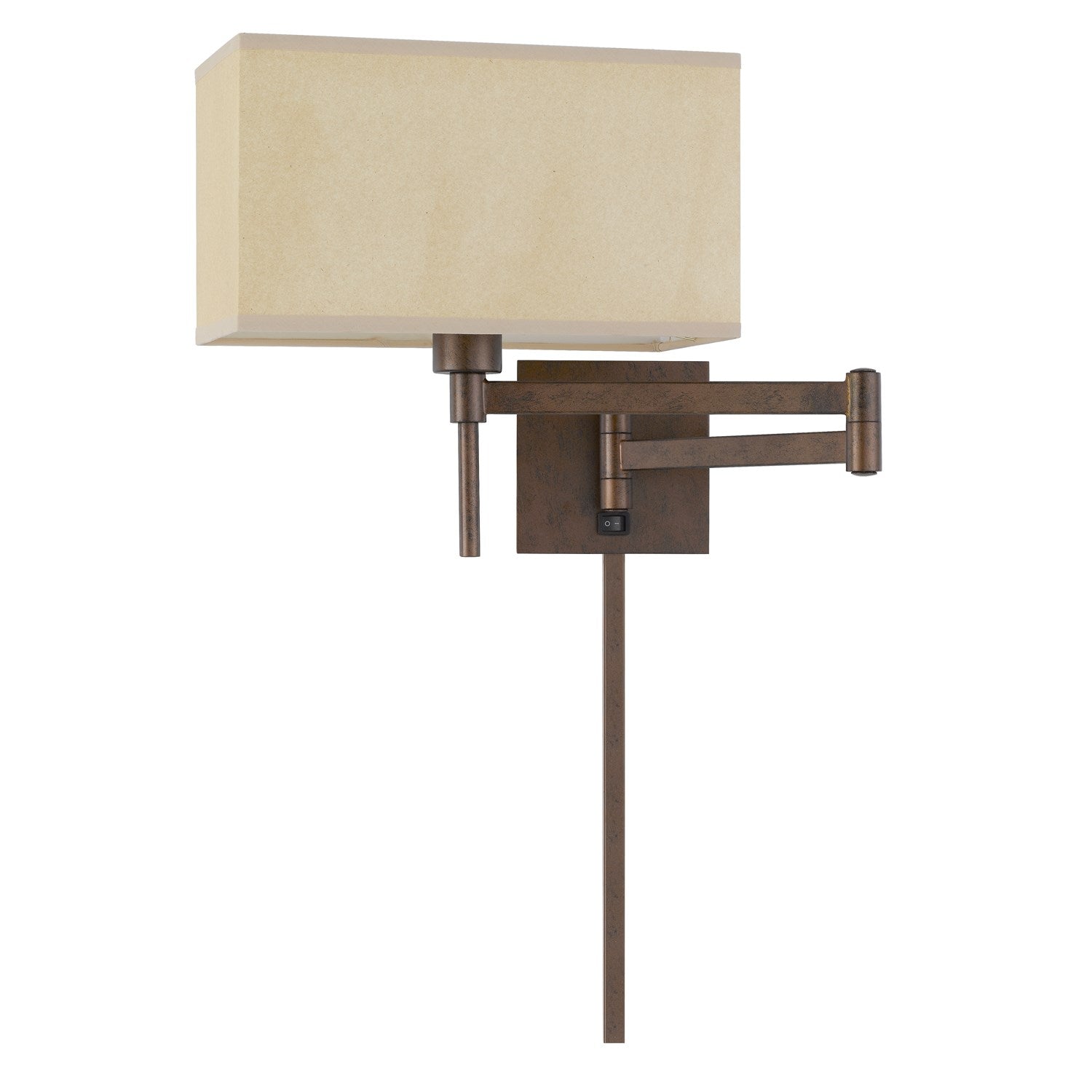 60W Robson Wall Swing Arm Reading Lamp With Rectangular Hardback Fabric Shade by CAL Lighting